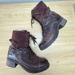 Taos Crave Boots Womens Size 8-8.5 EU 39 Bordeaux Leather Burgundy Red Combat